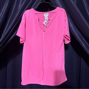 New BiBi hot pink button top Sz XL